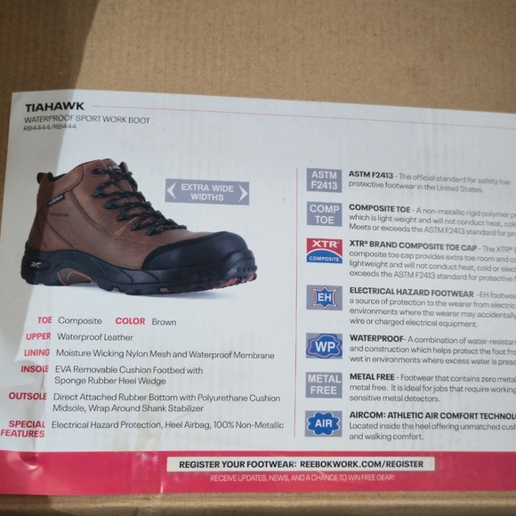 Reebok Tiahawk Women’s Size 8.5 Composite Toe Waterproof Work Boot Brown Rb444 - Picture 10 of 11